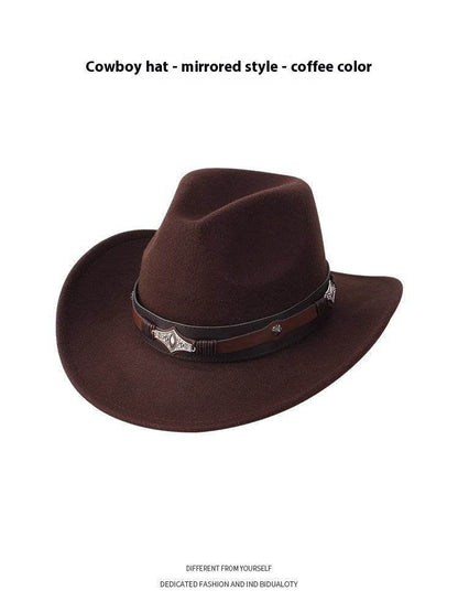 Woolen Cowboy Hat for Men & Women - Adjustable Ethnic Style Summer Accessory - Buy Center US