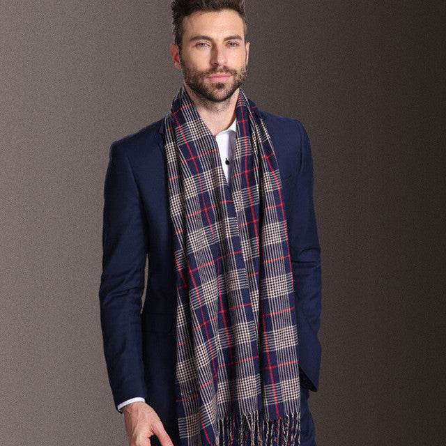Buycenter Men's Winter Shawl Scarf - Warm Tartan Style for Spring & Autumn - Buy Center US