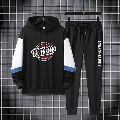 Buycenter Paneled Hooded Cotton Sweatshirt Set - Casual Leisurewear for All Sizes - Buy Center US