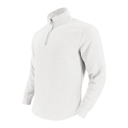 American Retro Men's Long Sleeve Sweater - Plaid Half-Zipper Design - Buy Center US