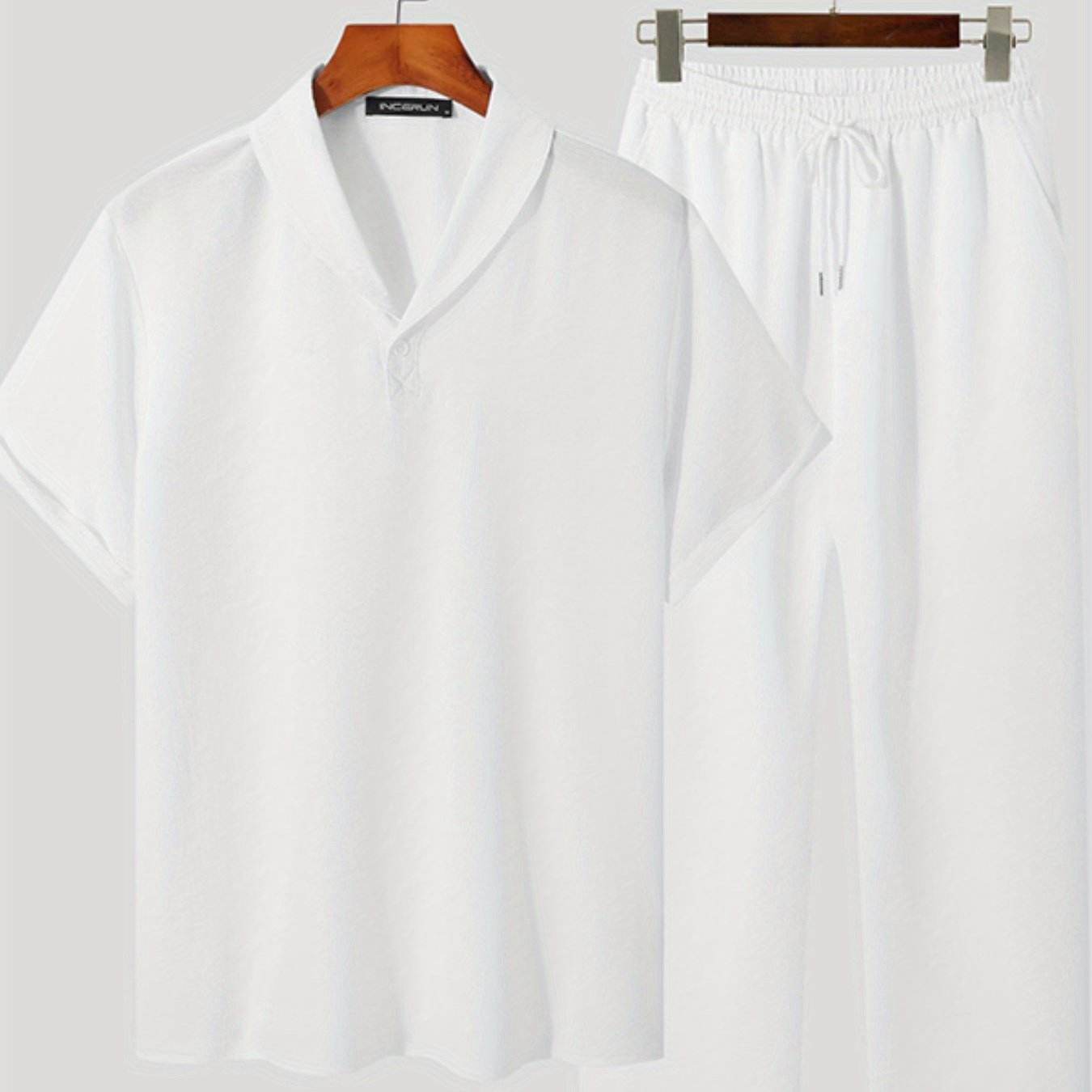 Men’s Casual Polyester Sweatsuit - Loose Fit Short Sleeve for Summer - Buy Center US