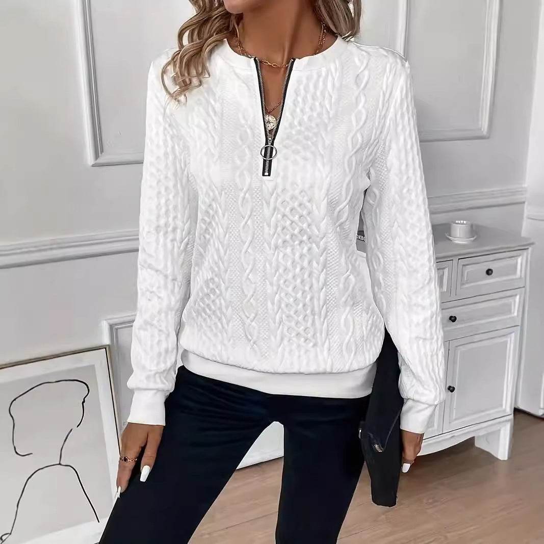 Solid Color Leisure Pullover Zipper Sweater - Half Sleeve, Loose Fit - Buy Center US