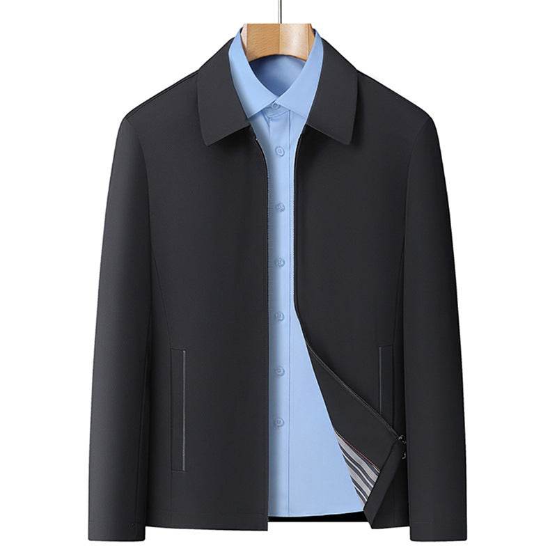 Buycenter Men's Business Casual Jacket - Stylish Lapels, Zipper Coat - Buy Center US