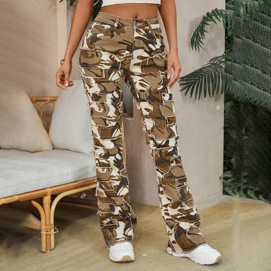 Women's Embroidered Straight-Leg Jeans - Fashionable Patchwork Design - Buy Center US