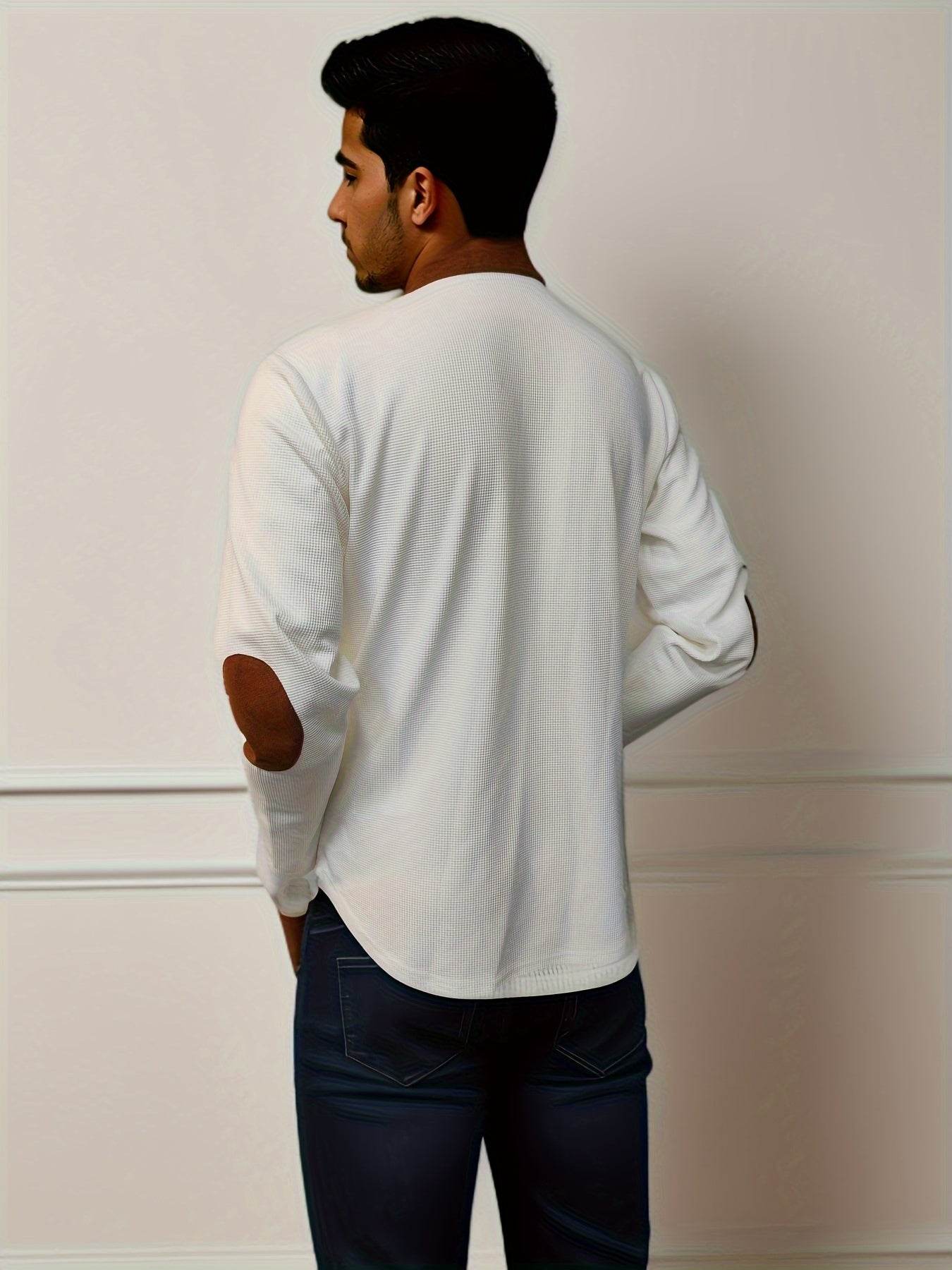 Men's Color Block Waffle Knit Henley Shirt - Breathable & Stylish Top - Buy Center US