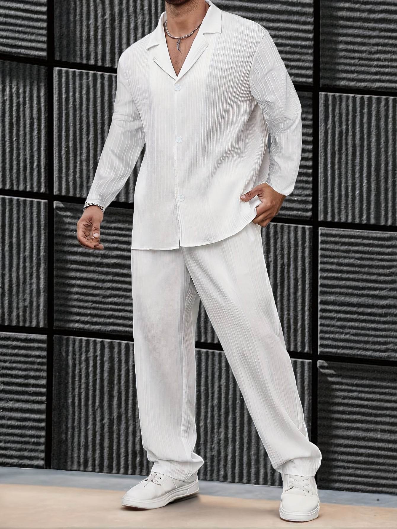 Elegant Autumn Long Sleeve Shirt & Pants Casual Suit - Comfortable Fit - Buy Center US