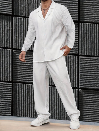 Elegant Autumn Long Sleeve Shirt & Pants Casual Suit - Comfortable Fit - Buy Center US