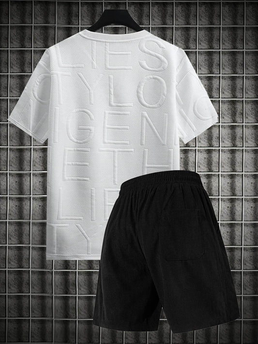 Men's Summer Casual Tee & Shorts Set - High-Weight Texture, Zipper Pocket - Buy Center US