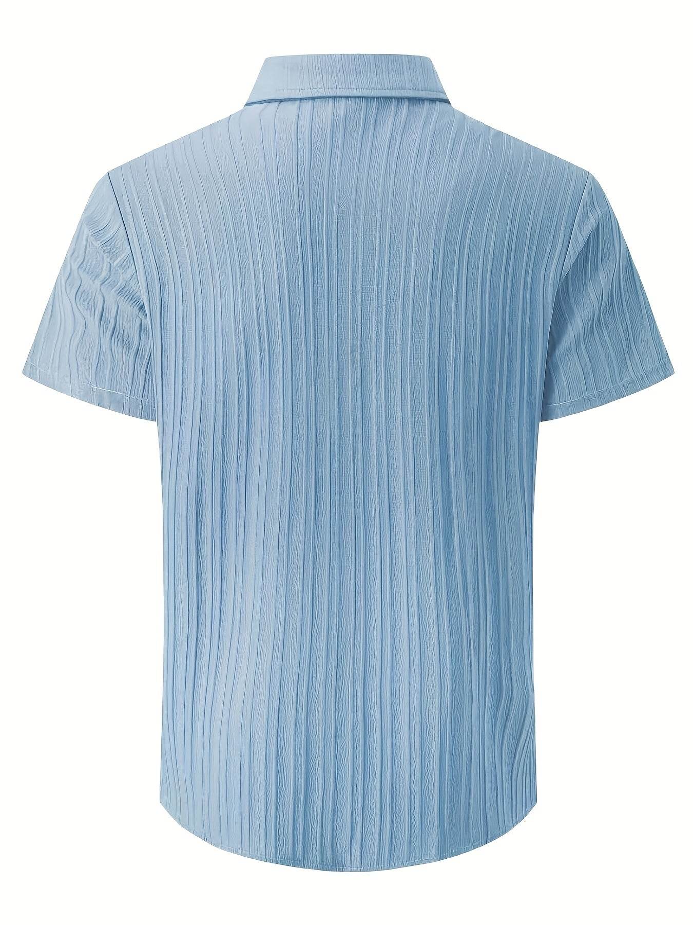 Men's Casual Striped Jacquard Shirt - Lightweight & Breathable for Summer - Buy Center US