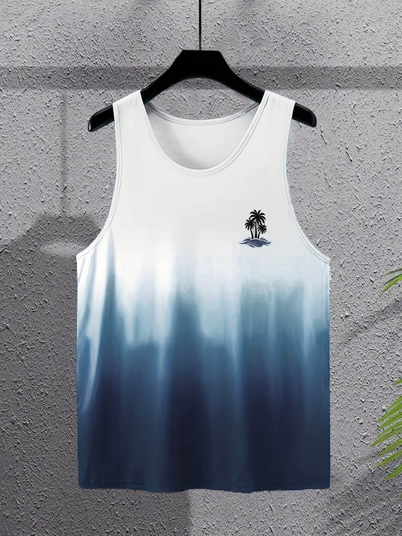 Men’s Gradient Tank Top - Casual Slim Fit, High Stretch Polyester - Buy Center US
