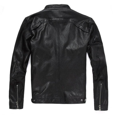 Buycenter Men's Slim-fit Leather Motorcycle Jacket - Genuine Goatskin & Cowhide - Buy Center US