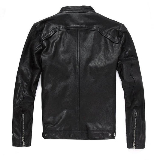 Buycenter Men's Slim-fit Leather Motorcycle Jacket - Genuine Goatskin & Cowhide - Buy Center US