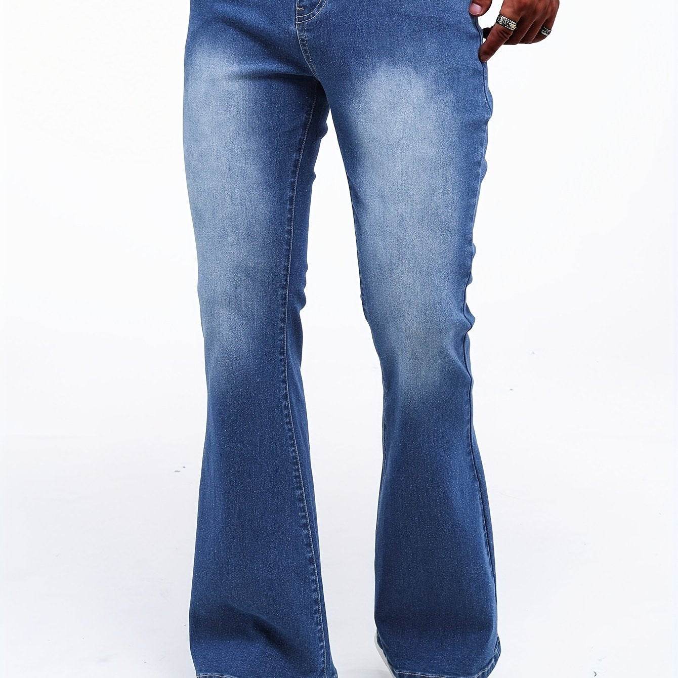 Men's Color Block Denim Pants - Casual Cotton Blend Jeans with Pockets - Buy Center US