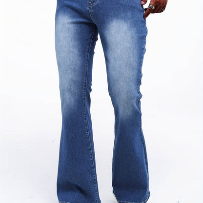 Men's Color Block Denim Pants - Casual Cotton Blend Jeans with Pockets - Buy Center US