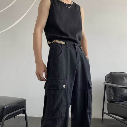 Buycenter Men's Khaki Overalls - American Retro Style for Autumn Fashion - Buy Center US
