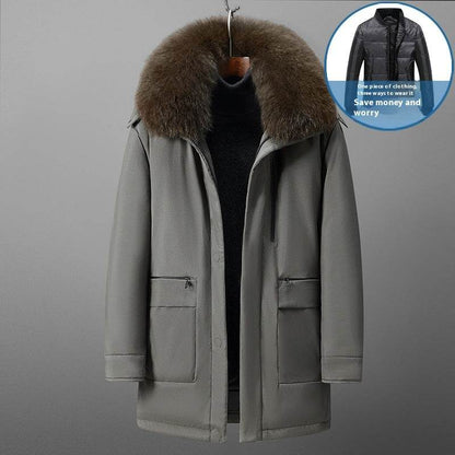 Buycenter Men's Down Jacket - Mid-Length, Thick & Stylish for Daily Wear - Buy Center US