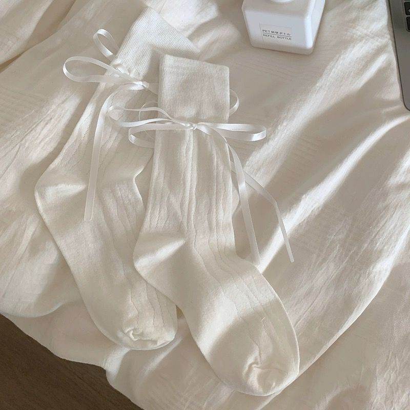 Women’s Mid-Calf Socks with Bow Strap - Stylish and Comfortable - Buy Center US