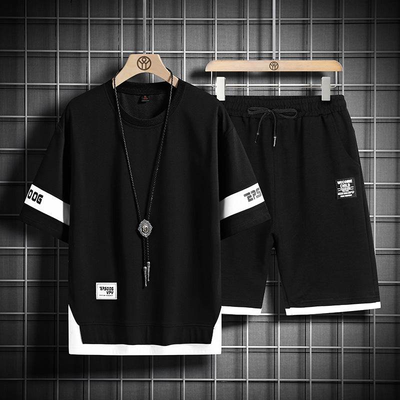 Men's Short Sleeve Loose Waffle Suit - Comfortable T-Shirt & Shorts Set - Buy Center US