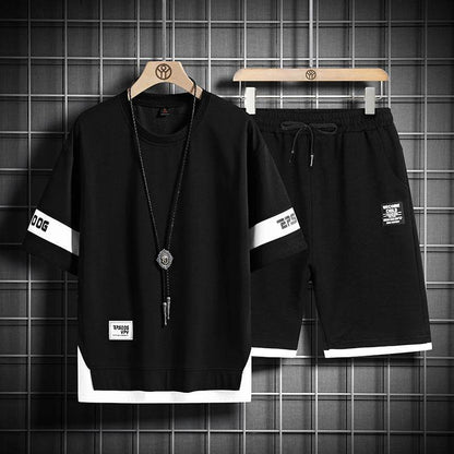 Men's Short Sleeve Loose Waffle Suit - Comfortable T-Shirt & Shorts Set - Buy Center US