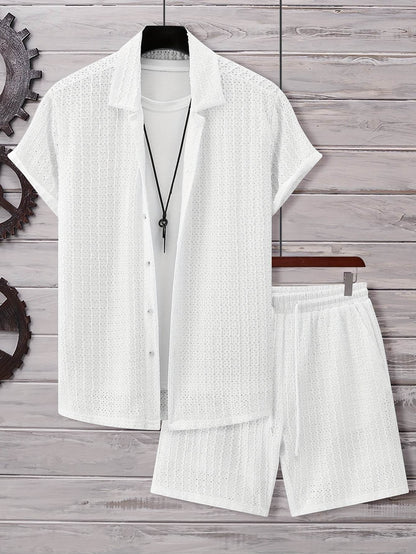 Men's Summer Casual Short Sleeve Outfit - Breathable Knit Sportswear Set - Buy Center US