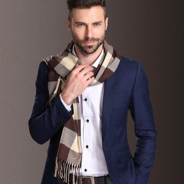Buycenter Men's Winter Shawl Scarf - Warm Tartan Style for Spring & Autumn - Buy Center US
