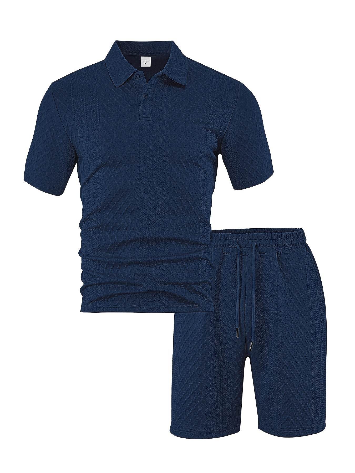 Men's Summer Jacquard Two-Piece Set - Casual Short Sleeve Sports Outfit - Buy Center US
