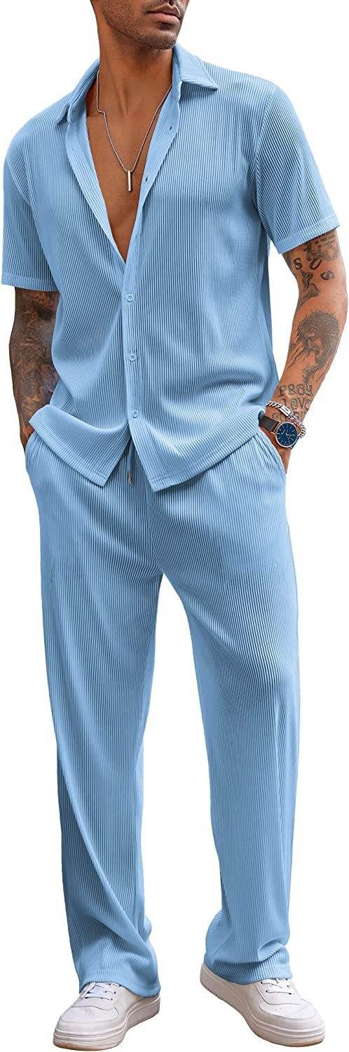 Buycenter Loose Short-Sleeved Trousers Leisure Suit - Multiple Colors Available - Buy Center US