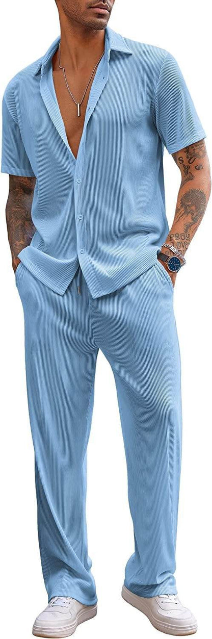 Buycenter Loose Short-Sleeved Trousers Leisure Suit - Multiple Colors Available - Buy Center US