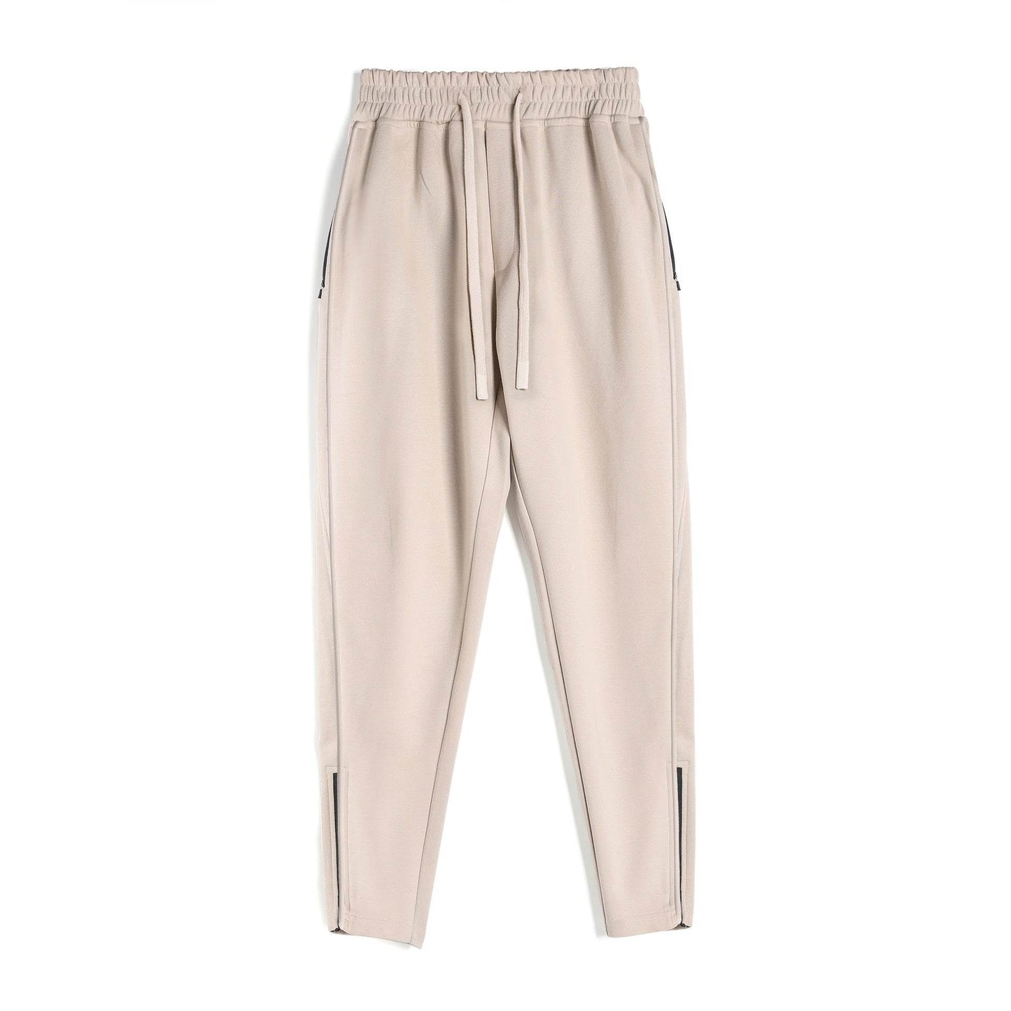 Slim Fit Ankle Banded Pants - Zipper Design & Drawstring Style - Buy Center US