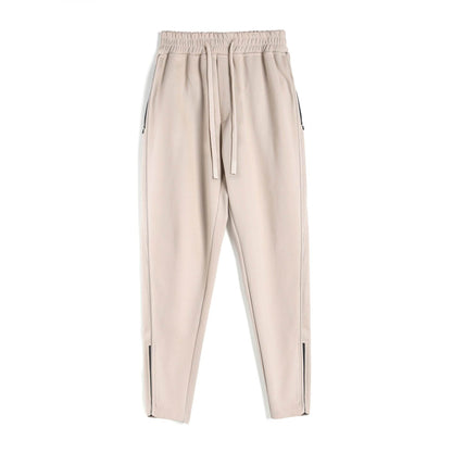 Slim Fit Ankle Banded Pants - Zipper Design & Drawstring Style - Buy Center US