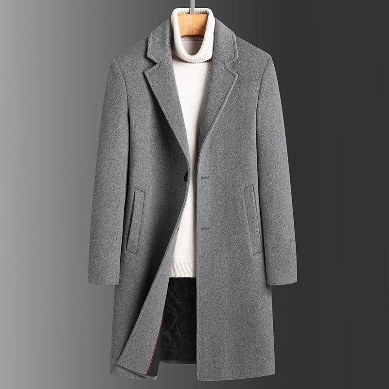 Buycenter Men's Slim Casual Trench Coat - Thick Woolen Jacket for Winter - Buy Center US