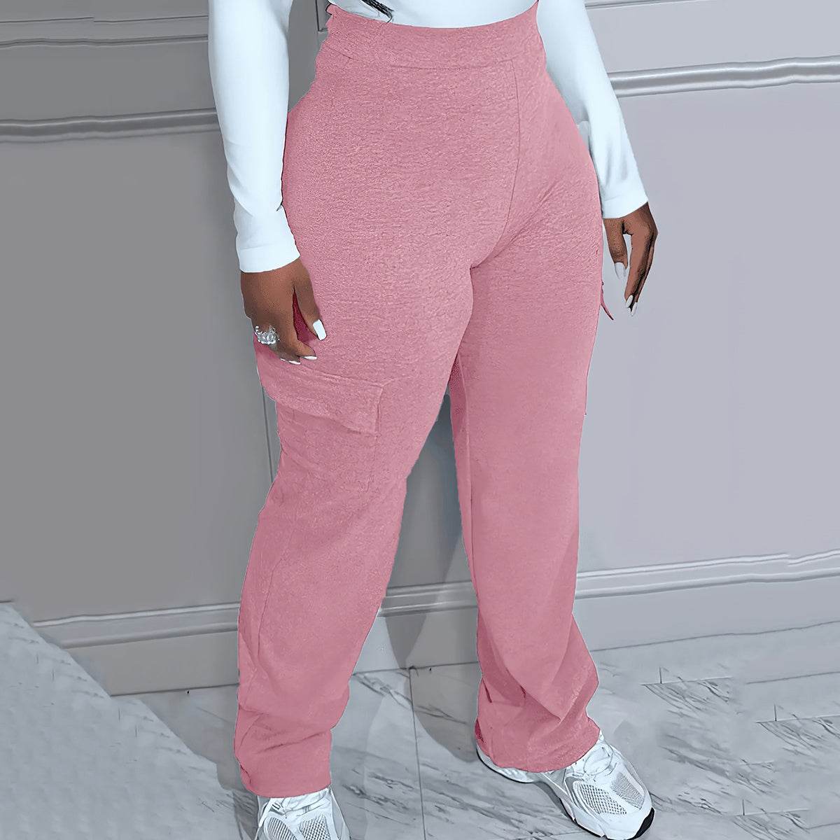 Women's Knitted Trousers - Large Autumn & Winter Solid Color Workwear - Buy Center US