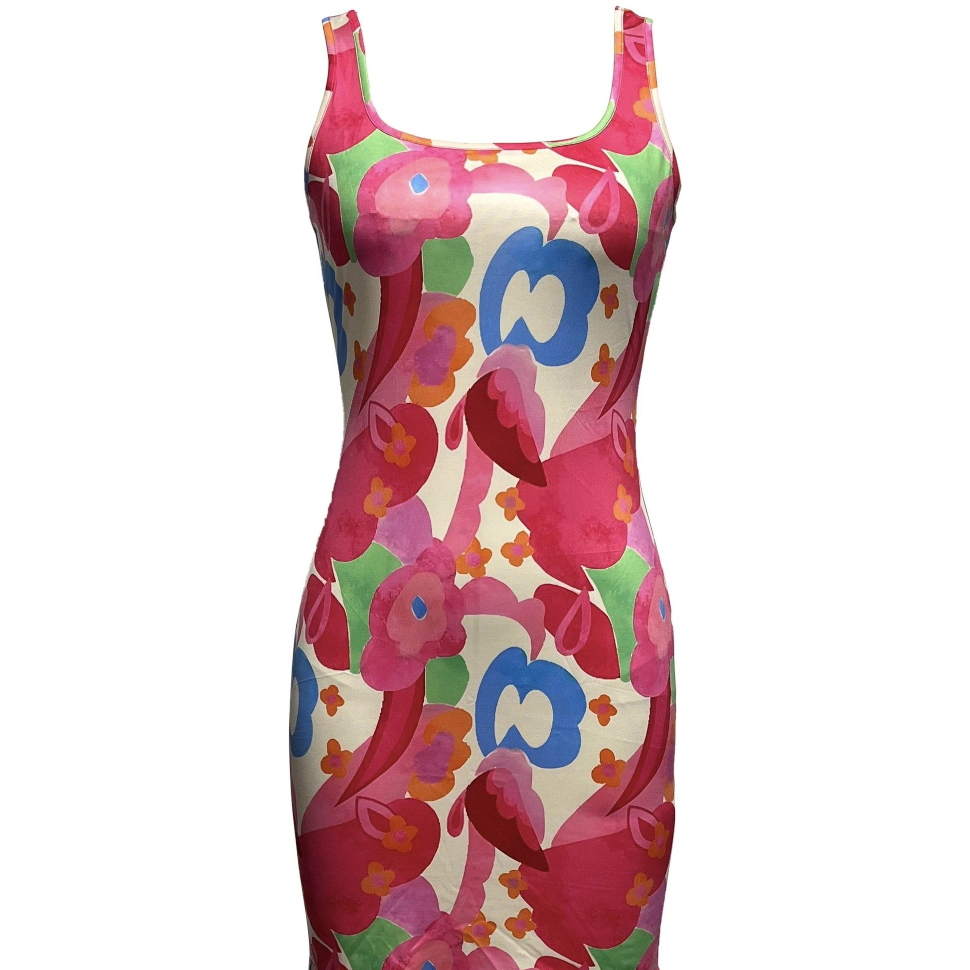 Ladies' Casual Printed Dress - U-Neck, Waist Cinching for Flattering Fit - Buy Center US