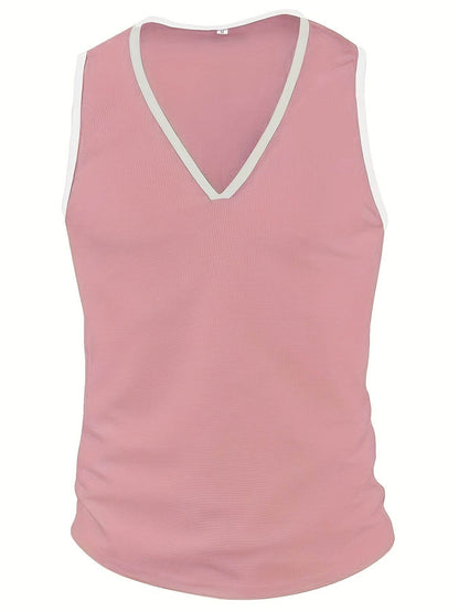 Fashionable Men's Slim-Fit Vest - Solid Color V-Neck with Stretch - Buy Center US