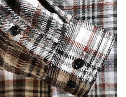 Buycenter Men's Checked Long-Sleeved Shirt - Stylish Japanese Fit & Design - Buy Center US
