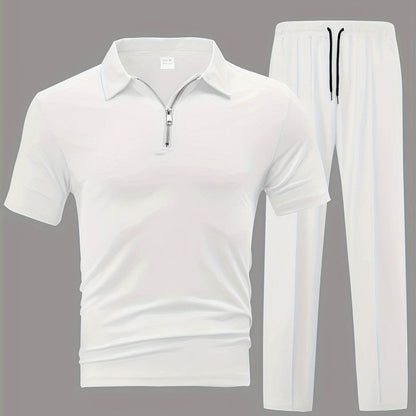 Men's Casual Outdoor Zip Short Sleeve & Pants Set - 5 Color Options - Buy Center US