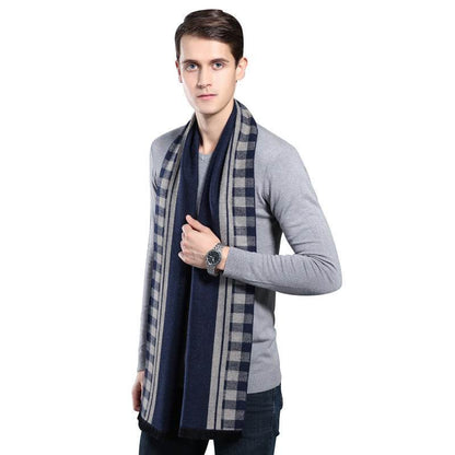 Buycenter Men's Cashmere Warm Scarf - Stylish Grid Design for Autumn - Buy Center US