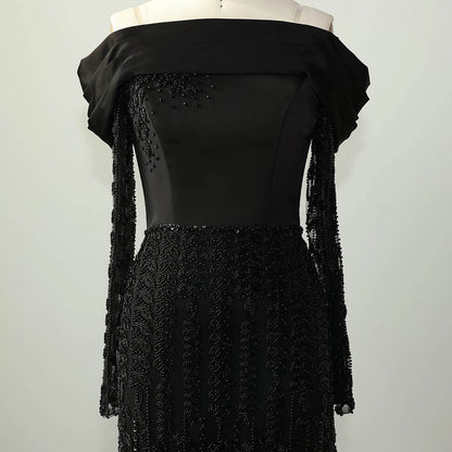 Sharon Said Elegant Off Shoulder Evening Dress - Black Tulle Gown - Buy Center US