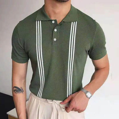 XFT Vintage Men’s Stripe Polo Shirt - Casual Summer Short Sleeve Fashion - Buy Center US
