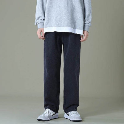 BLEASENDY Men's Wide-Leg Denim Pants - Korean Style Light Blue Jeans - Buy Center US
