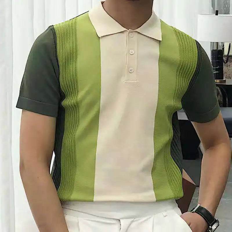 XFT Vintage Men’s Stripe Polo Shirt - Casual Summer Short Sleeve Fashion - Buy Center US