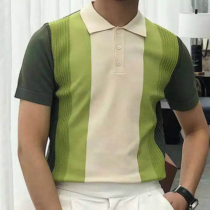 XFT Vintage Men’s Stripe Polo Shirt - Casual Summer Short Sleeve Fashion - Buy Center US
