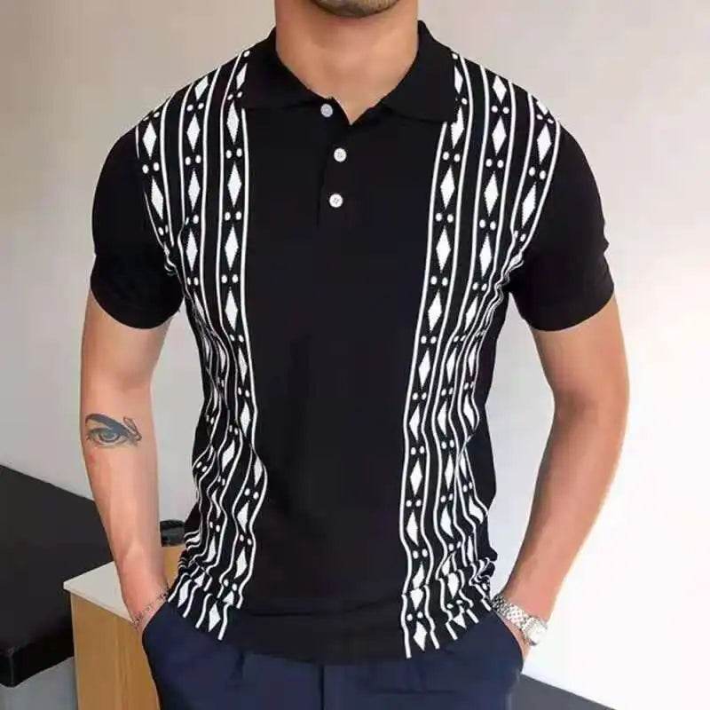 XFT Vintage Men’s Stripe Polo Shirt - Casual Summer Short Sleeve Fashion - Buy Center US