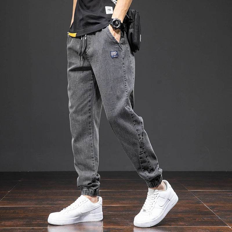 Anbican Men's Black Blue Cargo Jeans - Casual Harem Jogger Pants - Buy Center US