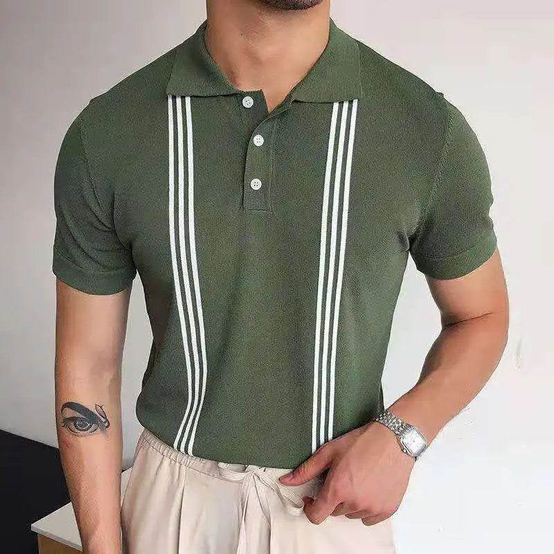XFT Vintage Men’s Stripe Polo Shirt - Casual Summer Short Sleeve Fashion - Buy Center US