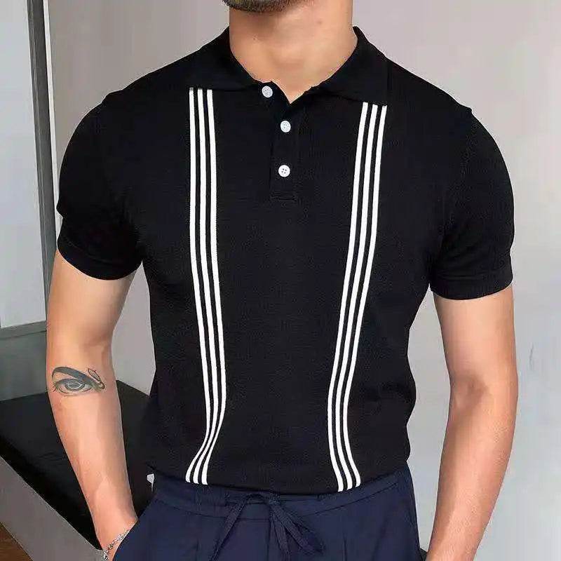 XFT Vintage Men’s Stripe Polo Shirt - Casual Summer Short Sleeve Fashion - Buy Center US