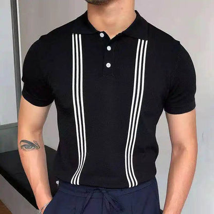XFT Vintage Men’s Stripe Polo Shirt - Casual Summer Short Sleeve Fashion - Buy Center US
