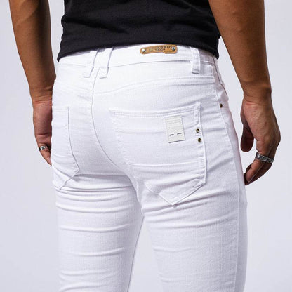 Men's European American White Stretch Skinny Jeans - Comfortable Fit - Buy Center US