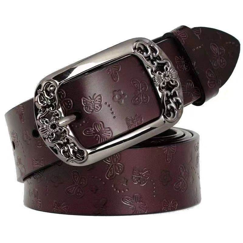 Elegant Retro Pin Buckle Printed Belt - PU Leather Casual Jeans Accessory - Buy Center US
