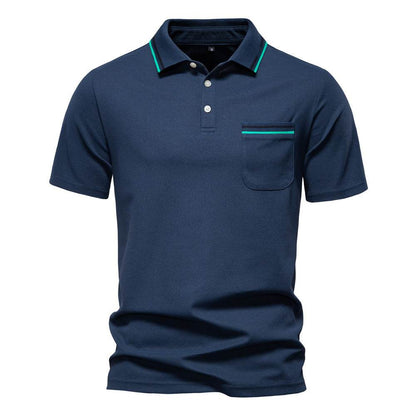 Men's Short-Sleeved Striped Polo Shirt - Casual Business Top for Summer - Buy Center US